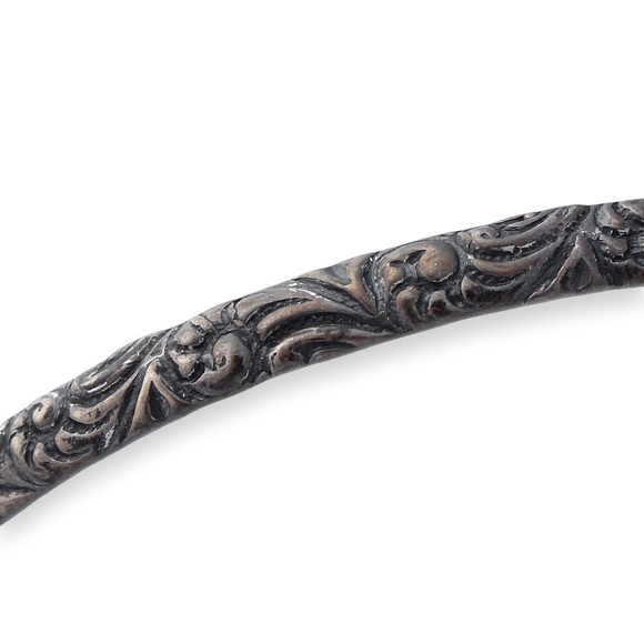 Vintage Sterling Silver Bangle Bracelet Chased Ornate Flourish Design - Picture 4 of 5